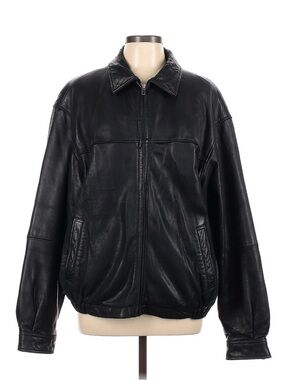 Boston Harbour Black Leather Zip-Front Jacket